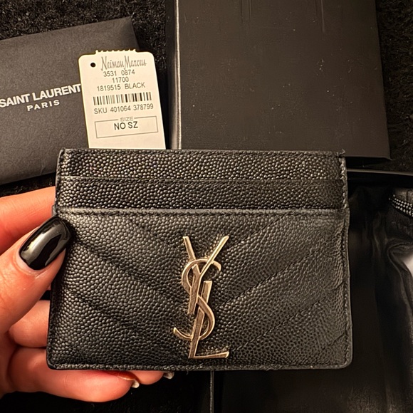Saint Laurent Textured Black Card Holder - Picture 2 of 7